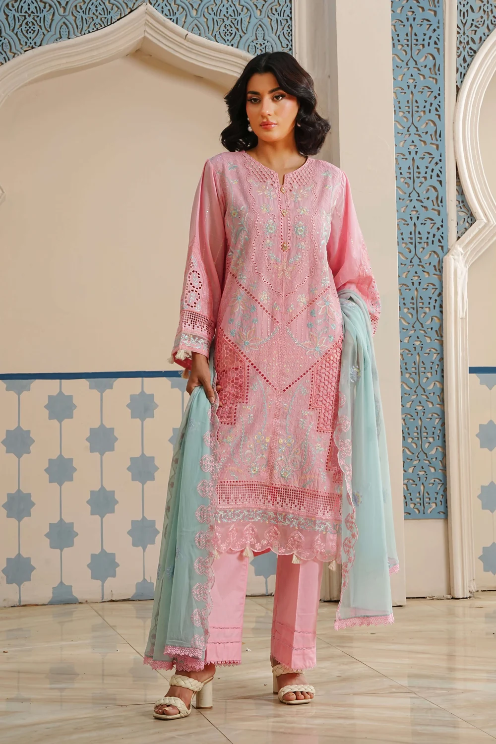 Pink & Aqua Look Pakistani outfit