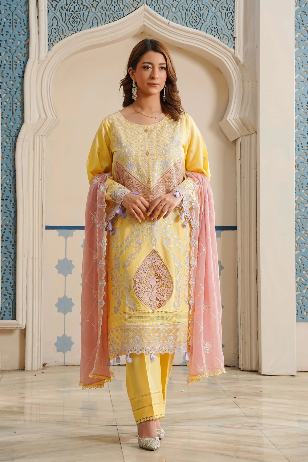 Yellow & Blush Look Pakistani outfit